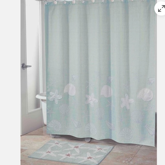 Avanti Sequin Shells Beachy Cotton Bath Rug, 20" X 30" - Aqua NWT - Picture 3 of 5